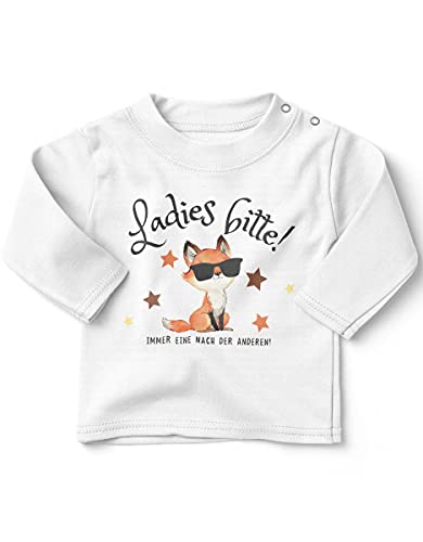 miKalino Baby/Kinder Longsleeve mit Spruch für Jungen Mädchen Unisex Langarm Große Schwester Fuchs | handbedruckt in Deutschland, Farbe:Weiss, Grösse:92-98 von miKalino