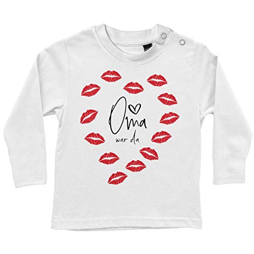 miKalino Baby/Kinder Longsleeve mit Spruch für Jungen Mädchen Unisex Langarm Oma war da ! | handbedruckt in Deutschland, Farbe:Weiss, Grösse:80-86 von miKalino