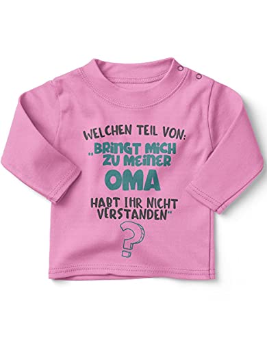 miKalino Baby/Kinder Longsleeve mit Spruch für Jungen Mädchen Unisex Langarm Welchen Teil von Bringt Mich zu meiner Oma | handbedruckt in Deutschland, Farbe:rosa, Grösse:92-98 von miKalino