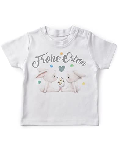 miKalino Baby/Kinder T-Shirt mit Spruch Frohe Ostern | Kurzarm Shirt für Jungen und Mädchen | Geschenkidee, Farbe:Weiss, Grösse:92-98 von miKalino