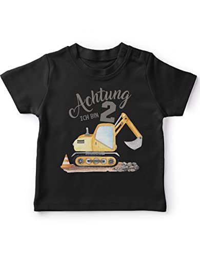 miKalino Baby/Kinder T-Shirt mit Spruch Ich Bin 2 - Baustelle Kurzarm Shirt für Jungen und Mädchen | Geschenkidee, Farbe:schwarz, Grösse:80-86 von miKalino