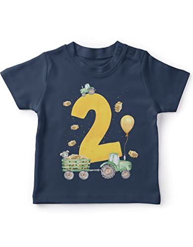 miKalino Baby/Kinder T-Shirt mit Spruch Ich Bin 2 - Traktor Kurzarm Shirt für Jungen und Mädchen | Geschenkidee, Farbe:Navy, Grösse:80-86 von miKalino