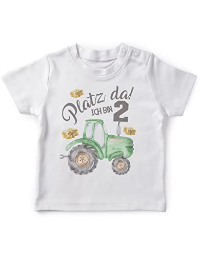 miKalino Jungen Kinder T-Shirt Kurzarm mit Spruch - Longsleeve mit Spruch für Kinder 2 Jahre mit Traktor - Kinder Kurzarm Shirt Baumwolle - Kinder T-Shirt kurz - Geschenk, Farbe:Weiss, Grösse:80-86 von miKalino