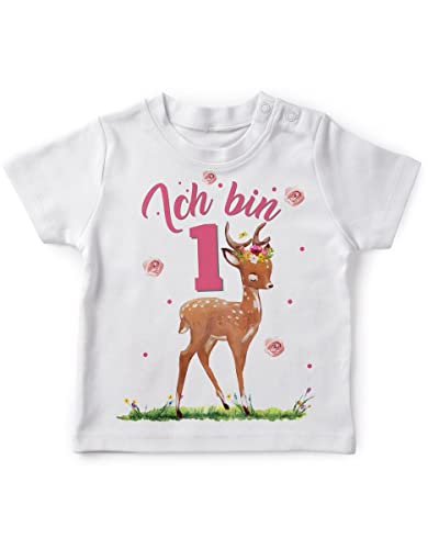 miKalino Mädchen Kinder T-Shirt Kurzarm mit Spruch - Longsleeve mit Spruch für Kinder 1 Jahre mit REH - Kinder Kurzarm Shirt Baumwolle - Kinder T-Shirt kurz - Kinder Geschenk von miKalino