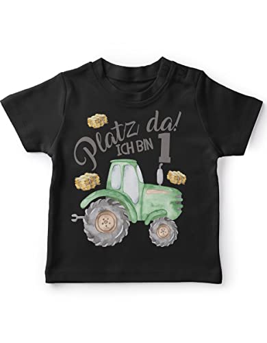 miKalino Jungen Kinder T-Shirt Kurzarm mit Spruch für Kinder 1 Jahre mit Traktor - Kinder Kurzarm Shirt Baumwolle - Kinder T-Shirt kurz - Geschenk, Farbe:schwarz, Grösse:80-86 von miKalino