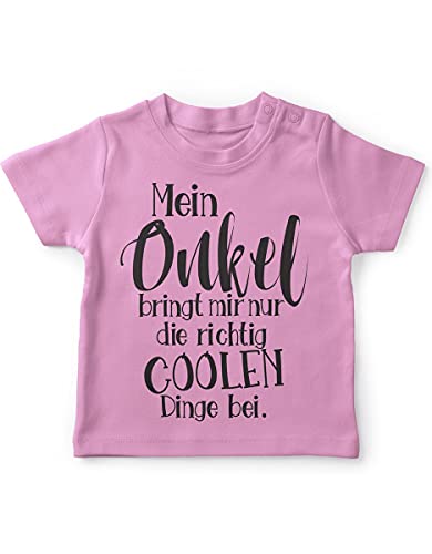 miKalino Baby/Kinder T-Shirt mit Spruch für Jungen Mädchen Unisex Kurzarm Mein Onkel bringt Mir nur die coolen Dinge bei | handbedruckt in Deutschland, Farbe:rosa, Grösse:80-86 von miKalino