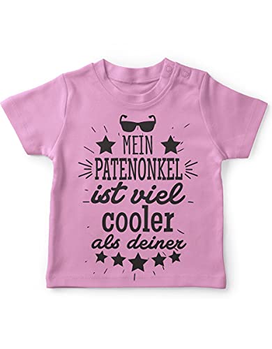 miKalino Baby/Kinder T-Shirt mit Spruch für Jungen Mädchen Unisex Kurzarm Mein Patenonkel ist viel Cooler als deiner v2 | handbedruckt in Deutschland, Farbe:rosa, Grösse:92-98 von miKalino
