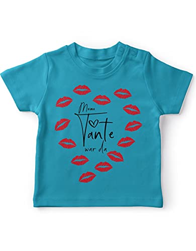miKalino Baby/Kinder T-Shirt mit Spruch für Jungen Mädchen Unisex Kurzarm Meine Tante war da | handbedruckt in Deutschland, Farbe:Atoll, Grösse:80-86 von miKalino