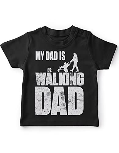 miKalino Baby/Kinder T-Shirt mit Spruch für Jungen Mädchen Unisex Kurzarm My Dad is The Walking Dad | handbedruckt in Deutschland | Handmade with Love, Farbe:schwarz, Grösse:56-62 von miKalino