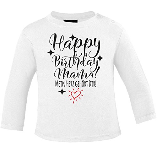 miKalino Baby Longsleeve Happy Birthday Mama! Mein Herz gehört Dir!, Farbe:Weiss, Grösse:68-74 von miKalino