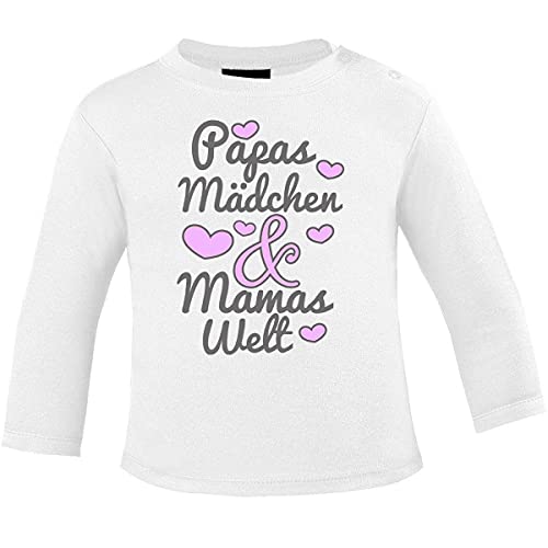 miKalino Baby Longsleeve Papas Mädchen & Mamas Welt, Farbe:Weiss, Grösse:92-98 von miKalino