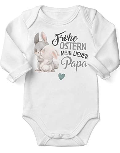 miKalino Babybody mit Spruch Frohe Ostern mein lieber Papa | Langarm Strampler für Jungen und Mädchen | Geschenkidee, Farbe:weiss, Grösse:74 von miKalino