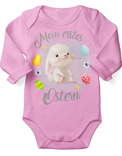 miKalino Babybody mit Spruch Mein erstes Ostern - Eier/Hase | Langarm Strampler für Jungen und Mädchen | Geschenkidee, Farbe:rosa, Grösse:62 von miKalino