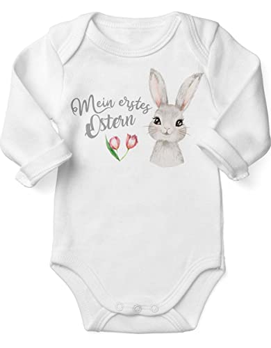 miKalino Babybody mit Spruch Mein erstes Ostern | Langarm Strampler für Jungen und Mädchen | Geschenkidee, Farbe:weiss, Grösse:56 von miKalino