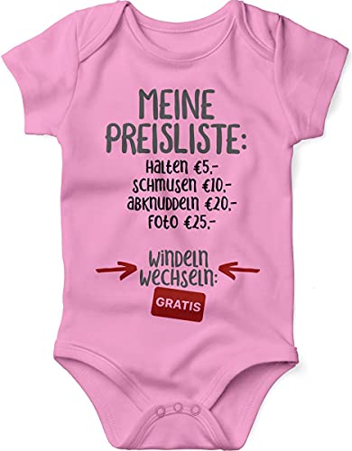 miKalino Babybody mit Spruch für Jungen Mädchen Unisex kurzarm Meine Preisliste | handbedruckt in Deutschland, Farbe:rosa, Grösse:74 von miKalino