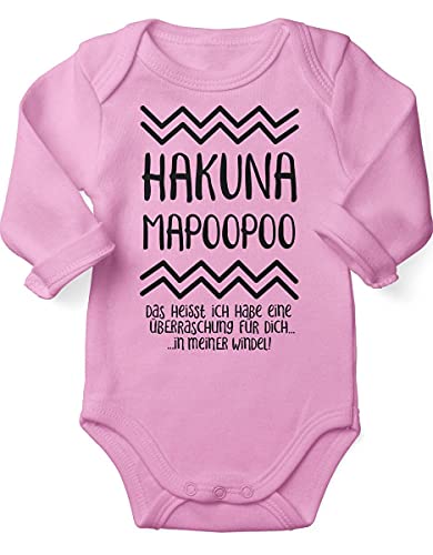 miKalino Babybody mit Spruch für Jungen Mädchen Unisex Langarm Hakuna Mapoopoo | handbedruckt in Deutschland , Farbe:rosa, Grösse:80 von miKalino