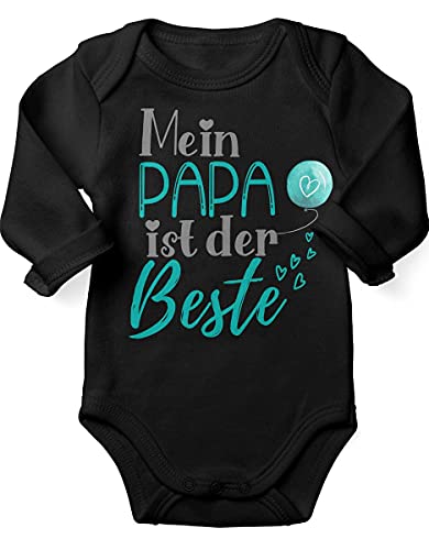 miKalino Babybody mit Spruch für Jungen Mädchen Unisex Langarm Mein Papa ist der Beste | handbedruckt in Deutschland, Farbe:schwarz, Grösse:56 von miKalino