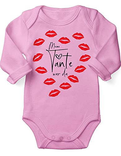 miKalino Babybody mit Spruch für Jungen Mädchen Unisex Langarm Meine Tante war da | handbedruckt in Deutschland, Farbe:rosa, Grösse:56 von miKalino