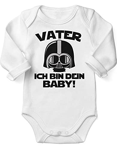 miKalino Babybody mit Spruch für Jungen Mädchen Unisex Langarm Vater - ich bin Dein Baby! | handbedruckt in Deutschland | Handmade with love, Farbe:weiss, Grösse:80 von miKalino