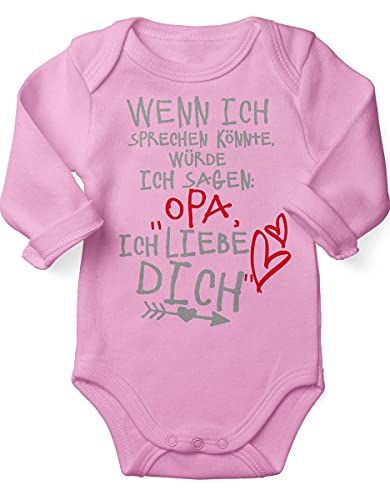 miKalino Babybody mit Spruch für Jungen Mädchen Unisex Langarm Wenn ich sprechen könnte würde ich sagen: Opa ich liebe Dich | handbedruckt in Deutschland |, Farbe:rosa, Grösse:56 von miKalino