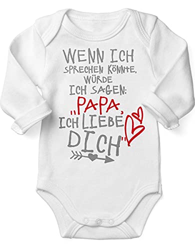 miKalino Babybody mit Spruch für Jungen Mädchen Unisex Langarm Wenn ich sprechen könnte würde ich sagen: Papa ich liebe Dich | handbedruckt in Deutschland | , Farbe:weiss, Grösse:80 von miKalino