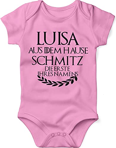 miKalino Babybody mit Spruch für Jungen Mädchen Unisex kurzarm Individueller Name aus dem Hause ... | handbedruckt in Deutschland | Handmade with love, Farbe:rosa, Grösse:80 von miKalino