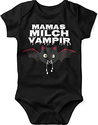 miKalino Babybody mit Spruch für Jungen Mädchen Unisex kurzarm Mamas Milch Vampir | handbedruckt in Deutschland | Handmade with love, Farbe:schwarz, Grösse:56 von miKalino