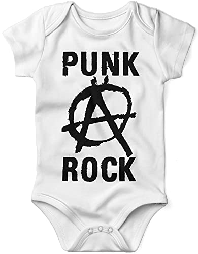 miKalino Babybody mit Spruch für Jungen Mädchen Unisex kurzarm Punk Rock Anarchy | handbedruckt in Deutschland | Handmade with love, Grösse:62, Farbe:weiss von miKalino