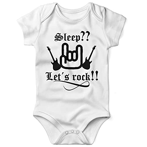 miKalino Babybody mit Spruch für Jungen Mädchen Unisex kurzarm Sleep let s rock | handbedruckt in Deutschland | Handmade with love, Farbe:weiss, Grösse:62 von miKalino