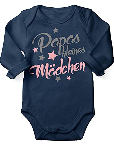 miKalino Babybody mit Spruch für Mädchen Unisex Langarm Papas kleines Mädchen | handbedruckt in Deutschland | Handmade with love, Farbe:navy, Grösse:86-92 von miKalino