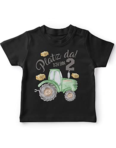 miKalino Jungen Kinder T-Shirt Kurzarm mit Spruch - Longsleeve mit Spruch für Kinder 2 Jahre mit Traktor - Kinder Kurzarm Shirt Baumwolle - Kinder T-Shirt kurz - Geschenk, Farbe:schwarz, Grösse:80-86 von miKalino