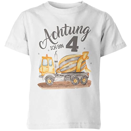 miKalino Kinder T-Shirt Platz da ich Bin 4 - Betonmischer Kurzarm Shirt für Jungen und Mädchen | Geschenkidee, Farbe:Weiss, Grösse:104 von miKalino