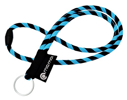 mia mai Tubular Lanyard (45 cm) Schlüsselband mit Sicherheitsverschluss, Schlüsselring Schlüsselanhänger (Blau/Schwarz) von mia mai Buttons