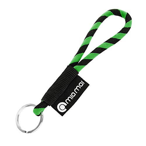 mia mai Tubular Lanyard Schlüsselband (15 cm), Schlüsselring Schlüsselanhänger (Grün/Schwarz) von mia mai Buttons