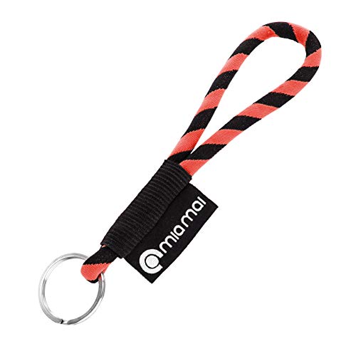 mia mai Tubular Lanyard Schlüsselband (15 cm), Schlüsselring Schlüsselanhänger (Rot/Schwarz) von mia mai Buttons