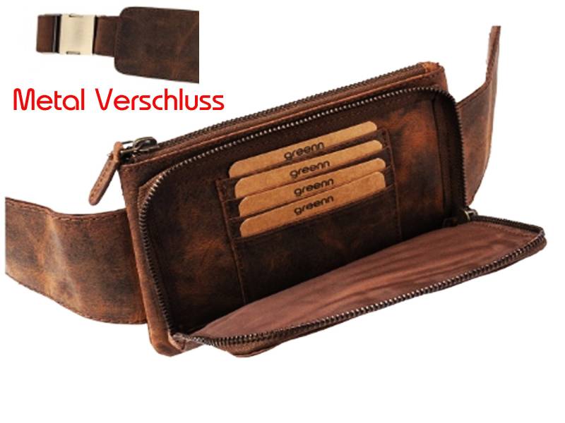 Gürteltasche, Bauchtasch, Hüfttasche Umhängetasche, Extrem Flach , Echtes Voll Leder von mialaden