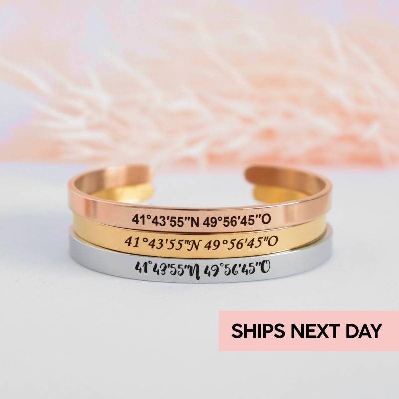 Benutzerdefinierte Koordinaten Armband, Personalisierte Fern Beziehung Armbänder, Länge Breite Passende Armbänder Für Paare von miamiabrand
