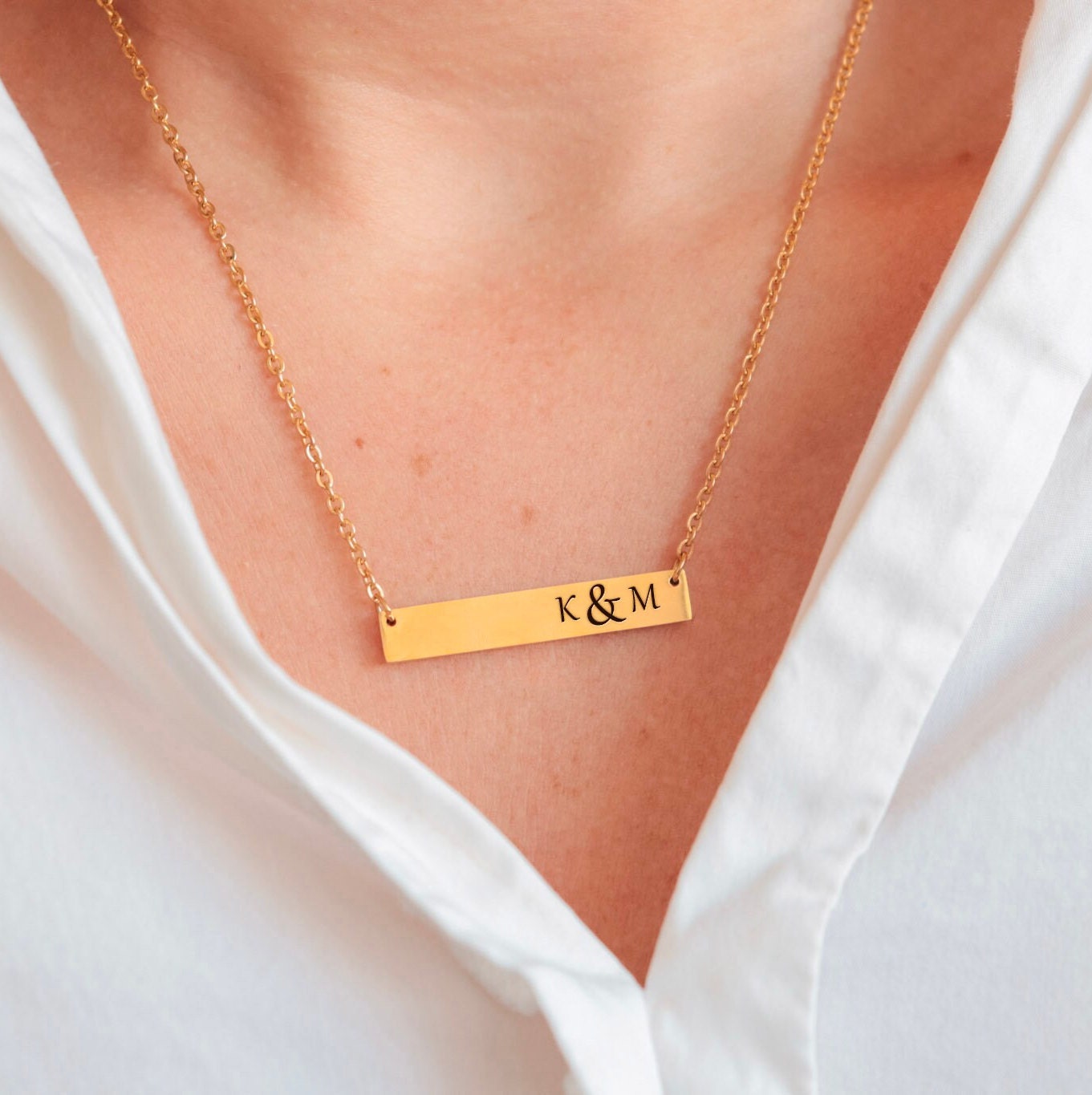 Personalisierte Initialen Halskette, Benutzerdefinierte Bar Valentinstag Geschenk Für Frau, Namen Halskette Personalisierte Initialen Halskette, Benutzerdefinierte Bar Valentinstag Geschenk Für Frau, Namen Halskette von miamiabrand