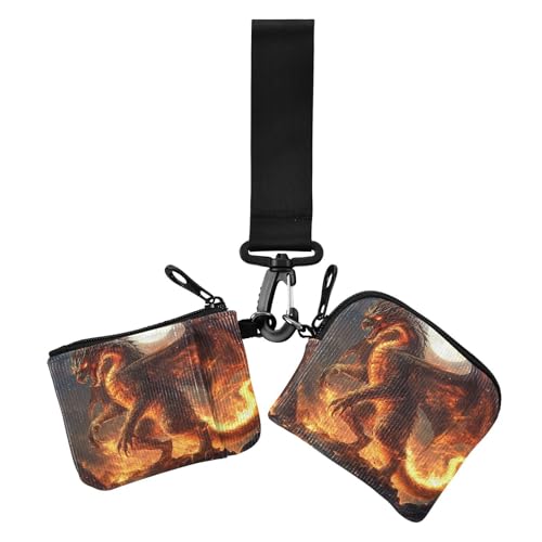 Angry Animal Dragon Fire Damen Dual Wallets Busniess Kartenetuis Große Kapazität Münzgeldbörse Kleingeldhalter mit Reißverschlusstasche für die Arbeit 2 Stück, Angry Animal Drachenfeuer, Modern von miaozhen