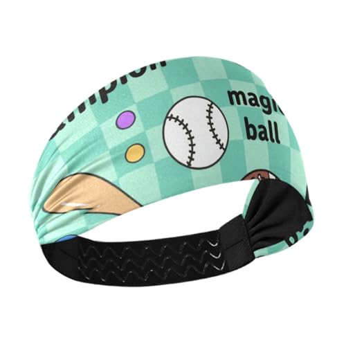 Ball-Tor, grün-blaues Karomuster, feuchtigkeitsableitend, weiches Stirnband, elastisches Schweißband zum Waschen des Gesichts, Laufen, athletisch, Sport, Diademas para mujer von miaozhen