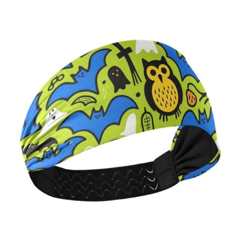 Blaue Fledermäuse mit Eulen-Motiv, elastisches Haarband für Laufen, Workout, Fußball, Laufen, Zubehör, Para el Cabello de Mujeres von miaozhen