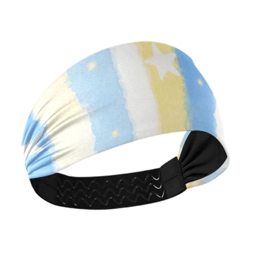Blauer und gelber Farbverlauf, feuchtigkeitsableitend, Workout-Stirnband, elastischer Kopf für Damen, für Basketball, Sport, Fitnessstudio, Radfahren, Diademas para el pelo de mujer von miaozhen