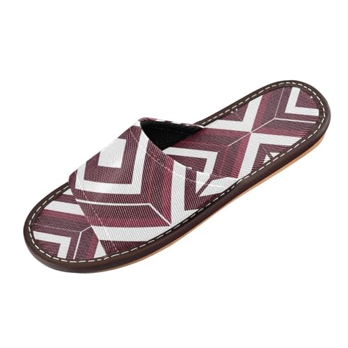Bold Lines Duschhausschuhe, Aztekenmuster, Burgunderrot, für drinnen und draußen, ultraleicht, niedlich, personalisierbar, rutschfest, für Flugzeuggäste, Party, Zapatillas para mujer, Bold Lines Aztec von miaozhen