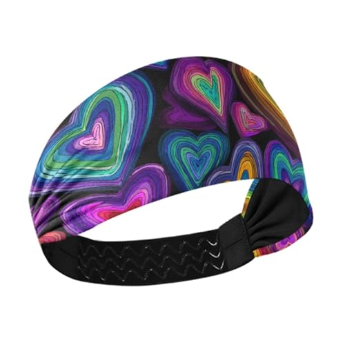 Bunte Herzen, feuchtigkeitsableitend, athletische Stirnbänder, elastisch, schweißtreibende Bänder für Fußball, Yoga, Tennis, Wandern, Vinchas, Para el Cabello de Mujer von miaozhen