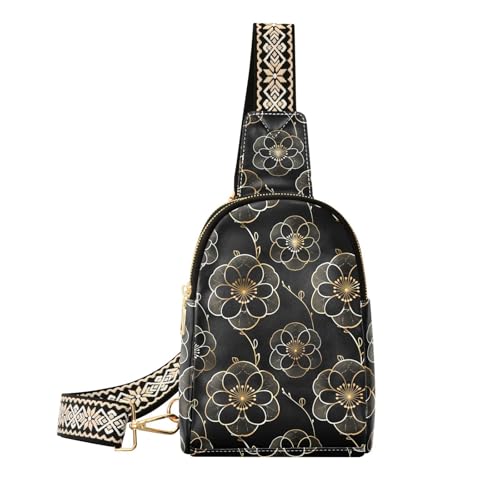Camellia Umhängetasche, Diebstahlschutz, Schultertasche, Bauchtasche für Tagesrucksack, Schwarz / Gold, Camellia Black Gold, 1 Size Camellia Umhängetasche, Diebstahlschutz, Schultertasche, Bauchtasche für Tagesrucksack, Schwarz / Gold, Camellia Black Gold, 1 Size von miaozhen