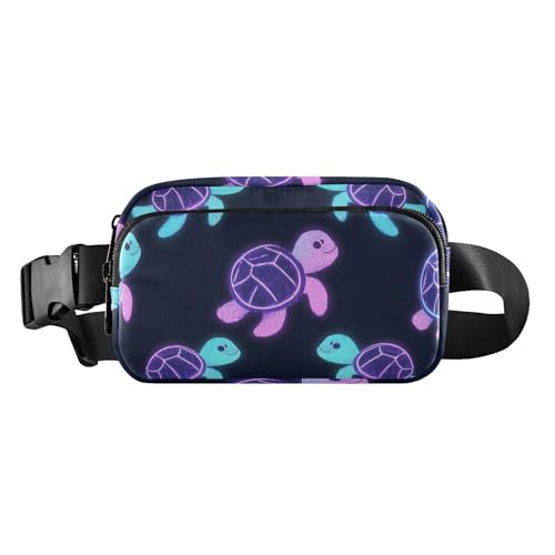 Cartoon Nette Bunte Neon Fluoreszierende Schildkröte Trendy Cross Body Tasche Gürtel Pack für Frauen Männer Mini mit Verstellbaren Gürtel für Reise Laufen Wandern cintura para mujer, Cartoon niedlich, von miaozhen