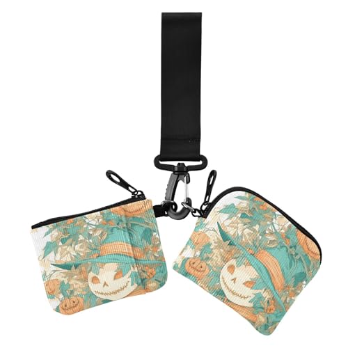 Cartoon Scary Scary Scarecrow Dual Coin Purse Credit Card Holder Wallet Compact Size Women Credit Card Case Coin Purse with Zipper Pocket for Travel 2 Packs portatarjetas para, Cartoon-Vogelscheuche von miaozhen