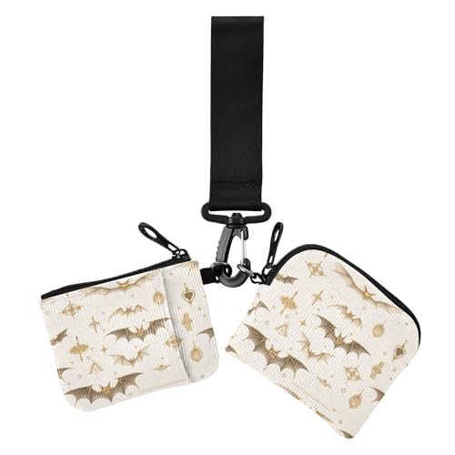 Cartoon Vampir Fledermaus Gold Damen Dual Wallets Busniess Kartenetuis Klein Abnehmbare Karte Organizer Geldbörse mit Reißverschlusstasche für Arbeit 2 Packungen Tarjeteros Para, Cartoon Vampir von miaozhen