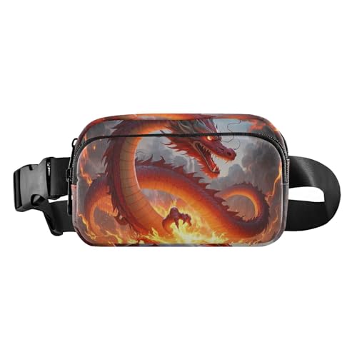 Cool Flame Gürteltasche mit chinesischem Drachen, stilvolle Bauchtasche für Damen und Herren, wasserabweisend, mit verstellbarem Riemen, für Reisen, Urlaub, Laufen, Mandiles para mujer de cocina, Cool von miaozhen