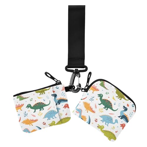 Damen-Geldbörse mit Cartoon-Motiv, Motiv: Dinosaurier, großes Fassungsvermögen, Reißverschluss, Geldbörse mit Handgelenkschlaufe, 2 Packungen, Cartoon-Tier-Dinosaurier, Modern von miaozhen